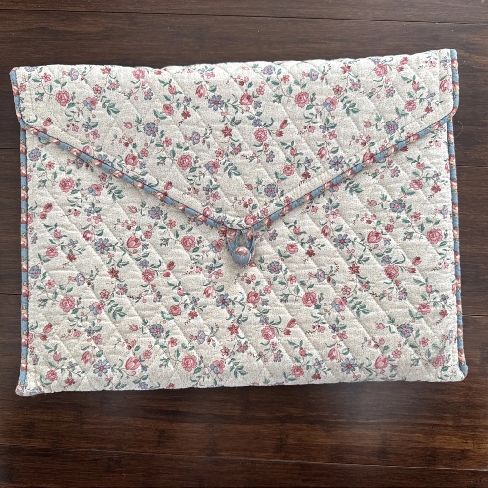 Vintage Cream Floral 1985 Vera Bradley Laptop Sleeve/Jewelry Case Organizer